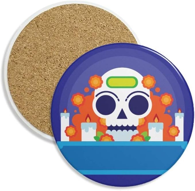 Mexico Candy Skeleton Day Of Dead Coaster Cup Mug Tabletop Protection Absorbent Stone - skull coaster
