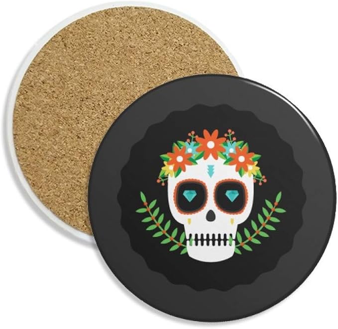 Skulls Of The Mexico Day Of Dead Coaster Cup Mug Tabletop Protection Absorbent Stone - skull coaster