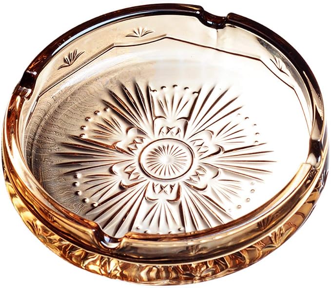 Sizikato Amber Crystal Glass Ashtray. - skull ashtray