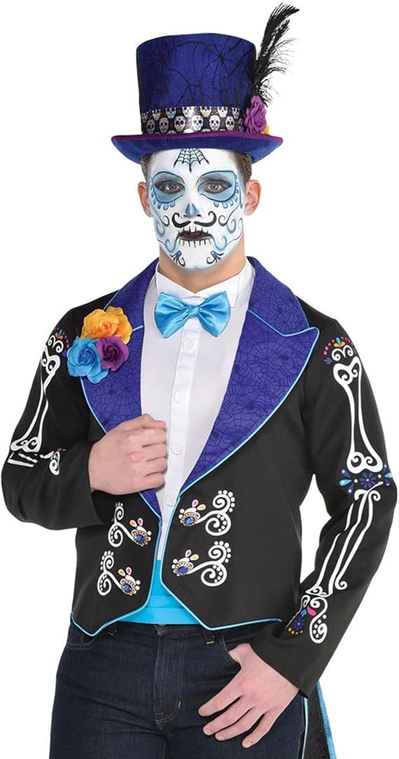 Multicolor Neon Day Of The Dead (Large/X-Large) 1 Piece - Extra Durable & Comfortable, Ultimate Party Wear for Halloween & Theme Events - sugar skull dress