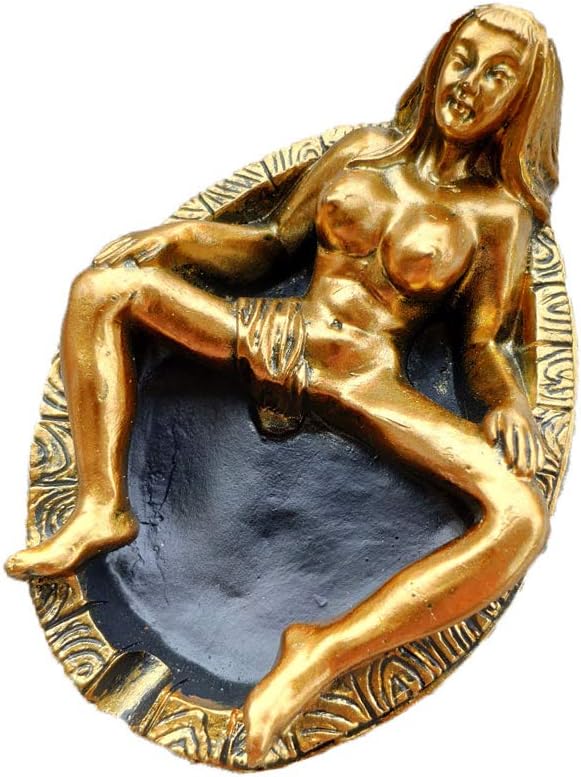 SaiDian 1Pcs Vintage Resin Woman in Bath Tub Ashtray Gothic Smoke Butt Holder Creative Living Room Home Décor - skull ashtray