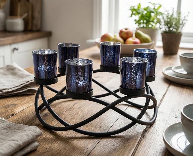 Seraphic Halloween Decorations for Indoor Gothic Table Centerpieces, Black - skull candle