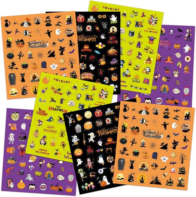 Fancy Land Halloween Stickers for Kids 400 Assortment Sticker Party Favors - skull sticker
