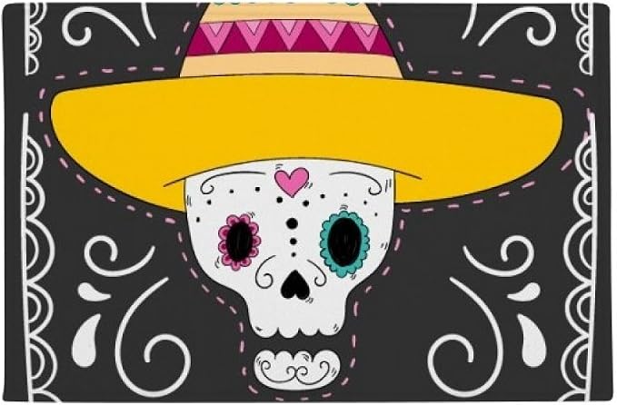 DIYthinker Hat Skull Mexico Happy The Day of The Dead Ground Mat Non Slip Floor Bathroom Door Rug Carpet - skull floor mat