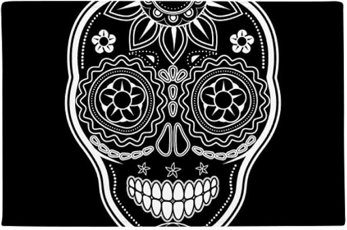 DIYthinker Black White Mexico Day of Dead Ground Mat Non Slip Floor Bathroom Door Rug Carpet - skull toilet mat