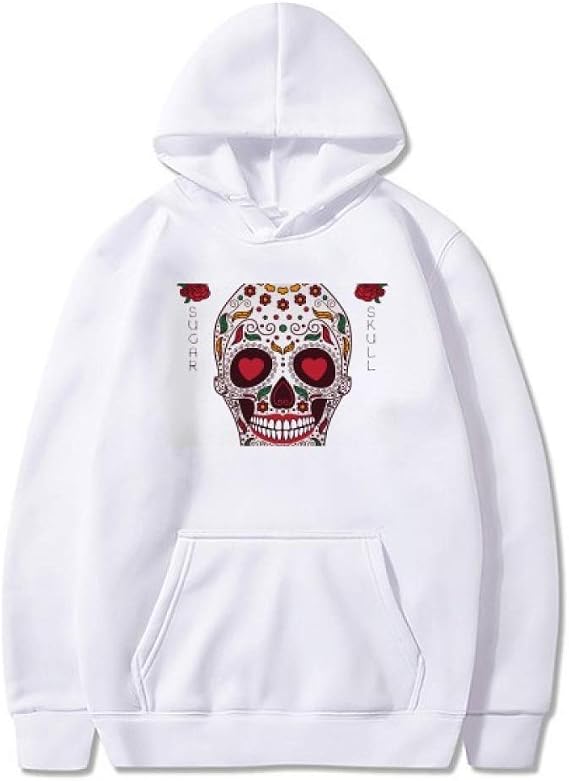 Flower Cirrus Eyes White Sugar Skull Sweatshirt Pullover Fleece Hoodie Sweater Sport - skull hoodie