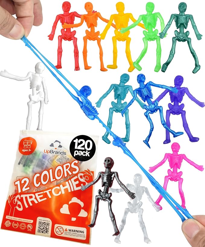 UpBrands 120 Stretchy Skeleton Toys Bulk Halloween Party Favors for Kids - skeleton