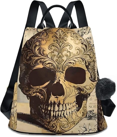ALAZA Skull Floral Tatto Halloween Backpack Purse for Women Anti Theft Fashion Back Pack Shoulder Bag - sugar skull handbags for sale