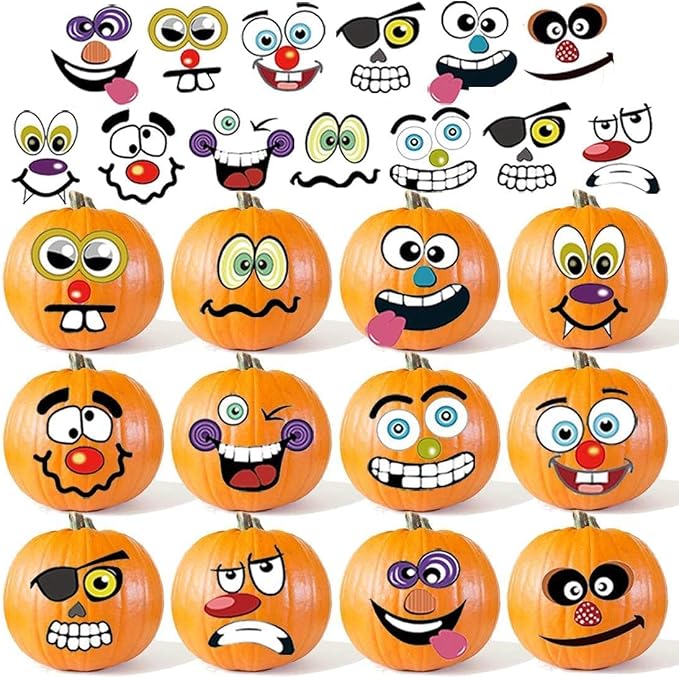 Halloween Mini Pumpkin Decorating Stickers for Kids Toddlers Party Favors - skull sticker