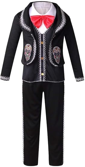 yolsun Mexican Day of The Dead Dress for Kids, Mariachi Costume Dress - sugar skull dress