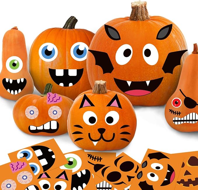 Pumpkin Stickers Halloween Fall Pumpkin Decorations Decorating Kit - skull sticker