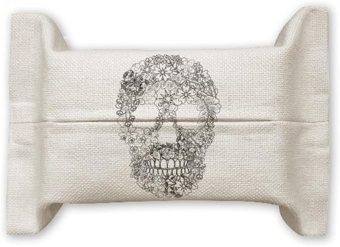 Flowers Bones Mexico Day Of Dead Tissue Paper Cover Holder Cotton Linen Bag - skull toilet paper