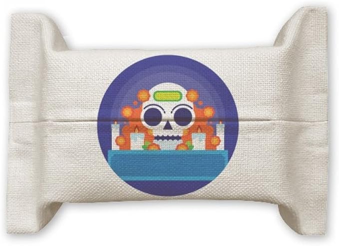 DIYthinker Mexico Candy Skeleton Day of Dead Tissue Paper Cover Holder Cotton Linen Bag - skull toilet paper