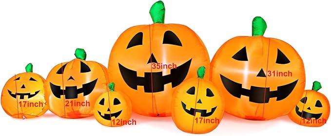 Skylety 7 Pcs 8 ft Halloween Inflatable Pumpkin Outdoor Decorations - skull inflatable