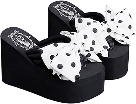 QZUnique Women Flip Flop, Thong Wedge Platform Sandals Arch Support Slippers High Heel Comfortable Cushion Shoes Summer Beach - sugar skull costume