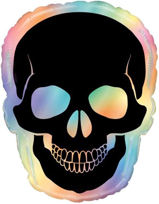 Holographic Skull Foil Balloon - skull inflatable