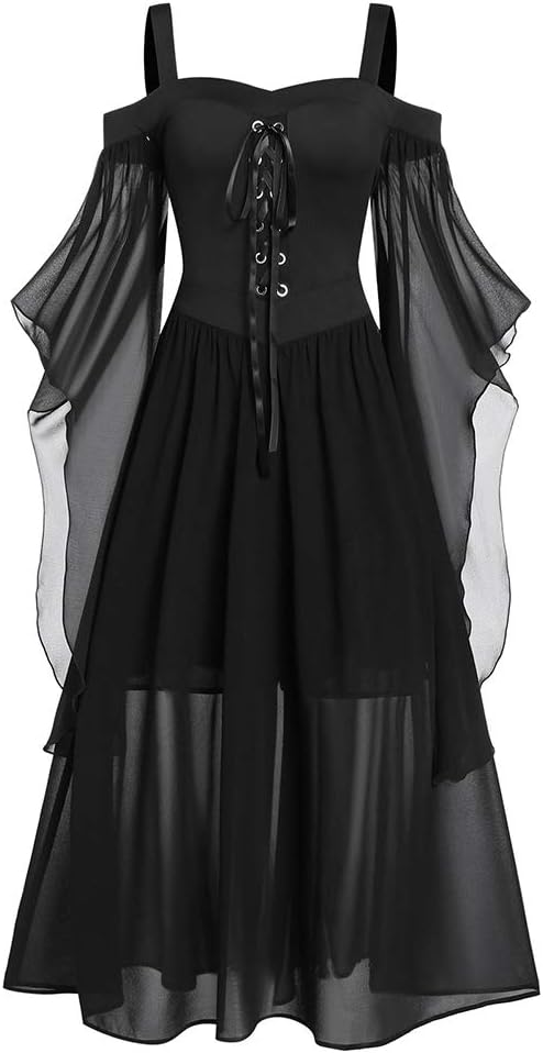CHARMMA Women's Plus Size Butterfly Sleeve Gothic Halloween Dress - sugar skull dress