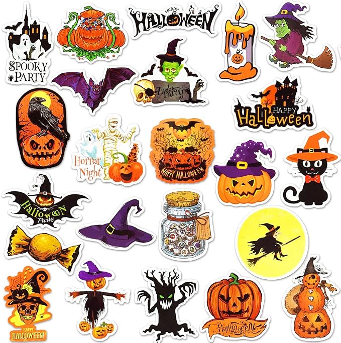 Halloween Stickers 50Pcs for Laptop, Party Favors for Teens Adults - skull sticker