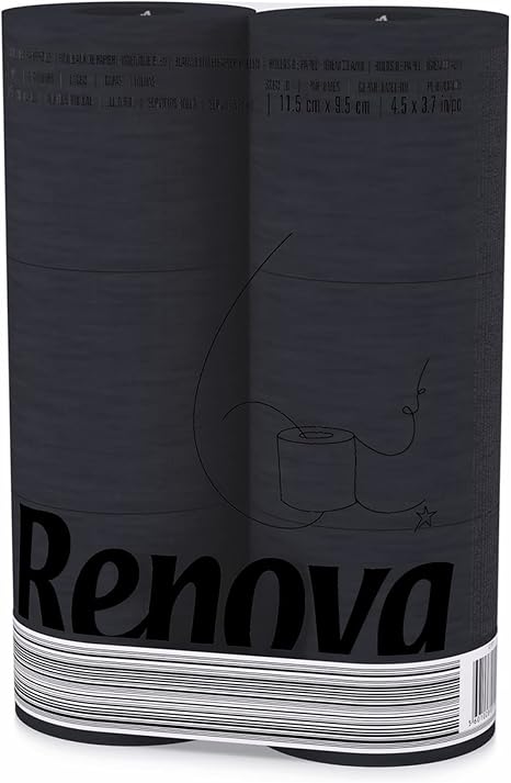 Renova Toilet Paper 3-Ply, Pack of 6 Compact Rolls- 140 Sheets,Soft,Black - skull toilet paper