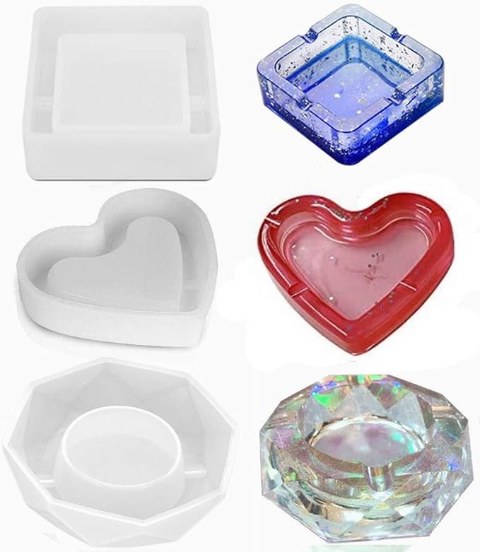 3 Pack Resin Silicone Mold for DIY Home Resin Casting Craft - skull ashtray