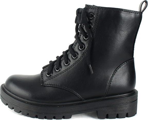 Soda FIRM - Lug Sole Combat Ankle Bootie Lace up w/Side Zipper - sugar skull costume