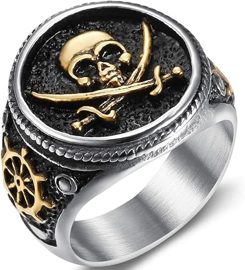 Jude Jewelers Stainless Steel Antique Vintage Skull Pirate Knife Death Halloween Cocktail Party Biker Ring