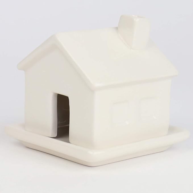 Gift Republic Charming Ceramic House Incense Burner with Smoke-Chimney | Aromatherapy Decor with 3 Sandalwood Cones & Resting Dish | Ideal Housewarming Gift - skull incense burner