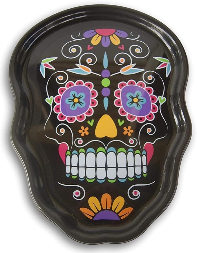 Día de Los Muertos Day of The Dead Melamine Sugar Skull Treats Tray - 10.5 Inch x 14.5 Inches - skull plate
