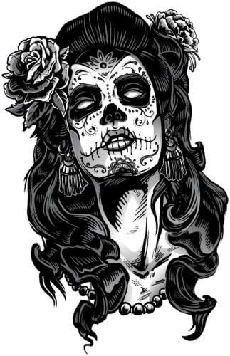 Sugar Skull Day of The Dead - Sticker Graphic - Auto, Wall, Laptop, Cell, Truck Sticker for Windows, Cars, Trucks - skull sticker