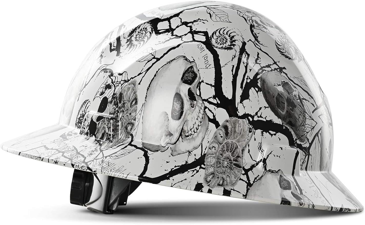 LANON Full Brim FRP Hard Hat, Class C, Premium Charcoal Gray Design - skull helmet