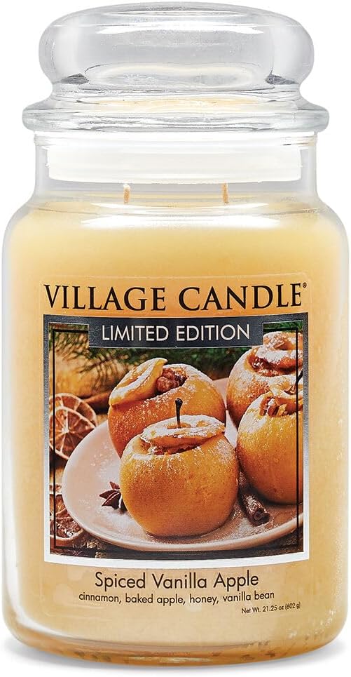 Village Candle Spiced Vanilla Apple Large Apothecary Jar Candle, 21.25 oz - skull candle