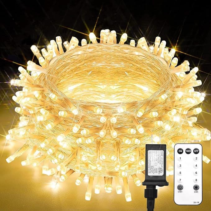 suddus Indoor String Lights with Remote, Warm White Christmas Lights Plug in with Timer, 33ft 100 LED Twinkle Fairy Lights for Bedroom Dorm Xmas Tree Wreath Wedding Garden Party Outdoor Decorations - string light