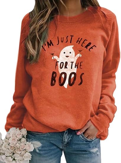 Neyaolk Pumpkin-Sweatshirt Halloween Crewneck Shirt - Cats Graphic Printed Long Sleeve Loose Pullover Top - skull sweatshirts