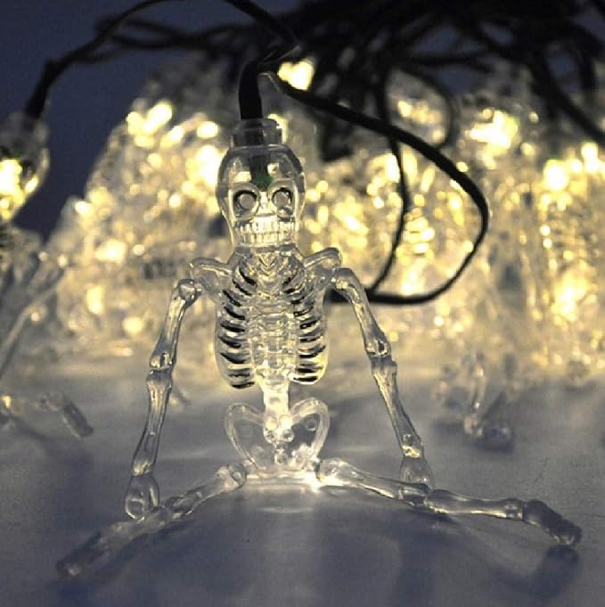 Quenny Party Horror Glowing Skull Light,Halloween Light String led Skull Frame Lantern. (Battery Box:3 Meters 20 with Lights)