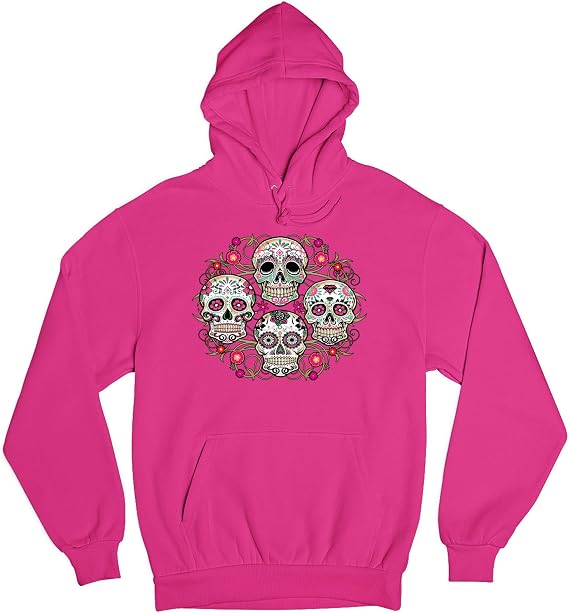 Tee Hunt Day of The Dead Floral Sugar Skulls Sweatshirt Dia de Los Muertos Hoodie - skull hoodie