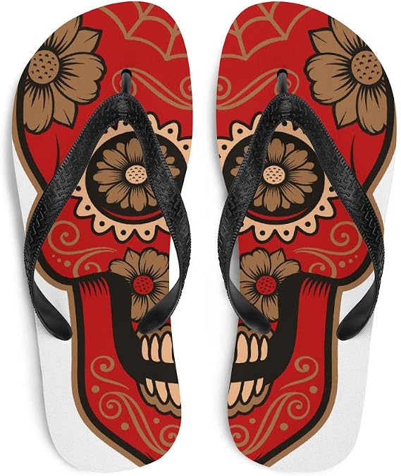 Flip-Flops Funny Red Skulls, Funny Thong Sandals, Beach Sandals, Home & Bath Sandals,Comfortable Sandals/Flip-Flops - sugar skull costume