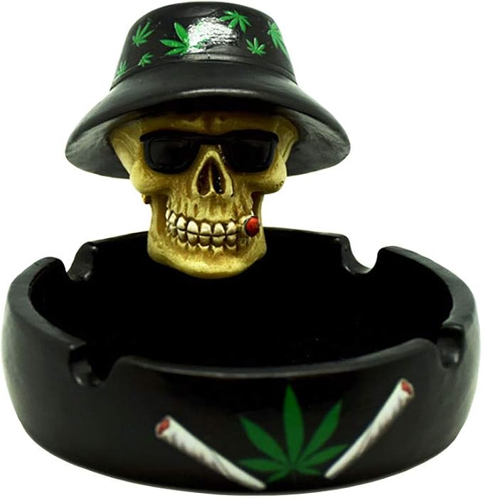 Fantasy Gifts Stoned to The Bone Ashtray – 4 Inch Decorative Resin Skull Ashtray | Novelty Skull Design Ash Tray for Home, Desk, Patio, Shelf & Display | Unique Gothic Gift - skull ashtray