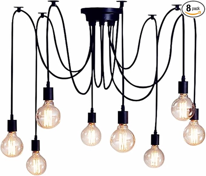 8-Arm Spider Light Fixture Industrial DIY Chandelier Pendant Lamp - skull lamp