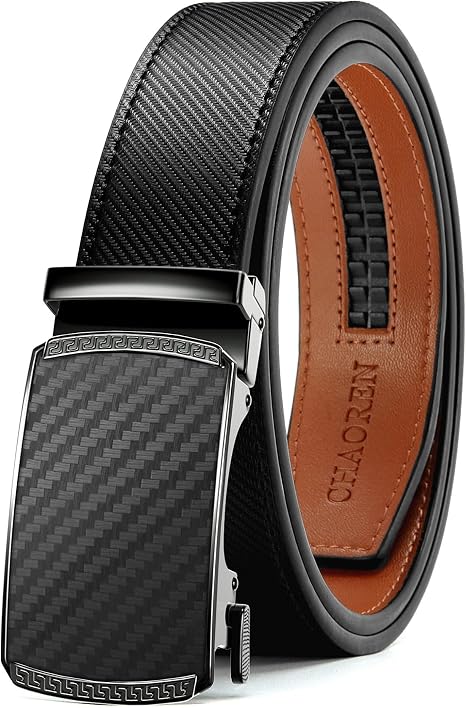 CHAOREN Men's Leather Ratchet Belt - Customizable Fit (35mm) - skull wallet