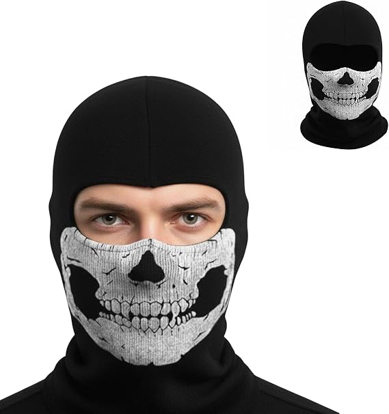 Creepy Skull Balaclava Tactical Hood Mask Ghost Skeleton Anti-UV Bandana Scarf Motorcycle Cycling Black - skull hoodie