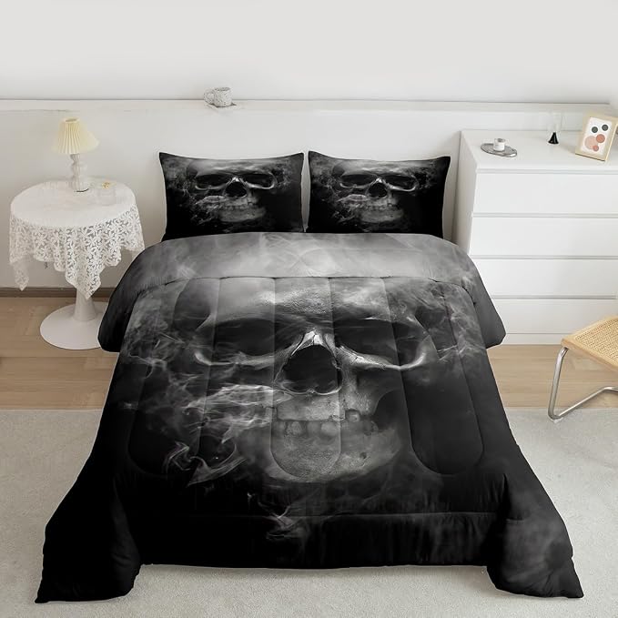 Erosebridal Skull Comforter Set Queen, Halloween Down Comforter
