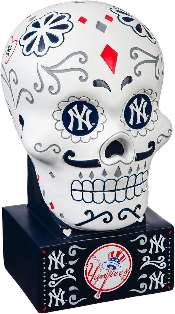 Evergreen New York Yankees Sugar Skull Statue - sugar skull ornament