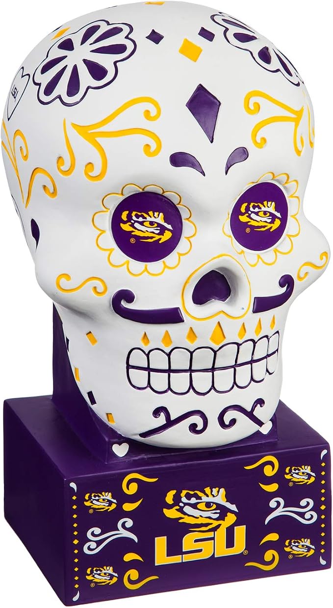 Evergreen LSU, Sugar Skull Statue, 5.3''x 6'' x 10.3'' inches - skull figurine
