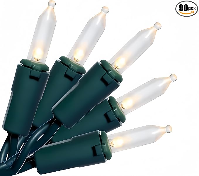 100 LED Warm White Green Wire Christmas String Lights, UL Certified and Commercial Decorative Lighting String 35 Ft, for Indoor Outdoor Christmas Trees, Patio, Trees. - string light