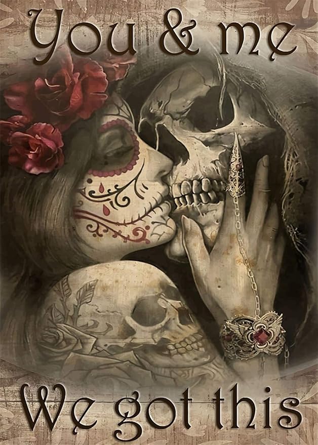 SaxSauly DIY 5D Diamond Painting Skull Packs by Number Kits Full Drills for Adults, Cross Stitch Crystal Rhinestone Embroidery Pictures Arts Craft for Home Wall Gift.(Skull-12, 30X40cm/11.8X15.7in) - skull painting