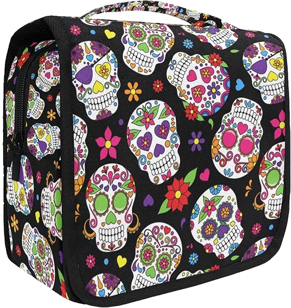 senya Hanging Travel Toiletry Bag Kit Makeup Case Cosmetics Organizer for Men Women - sugar skull makeup