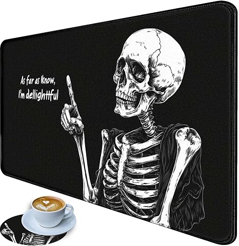 Bxgolkgd Desk Pad – Large Gaming Mouse Pad with Stitched Edges,Waterproof Writing Mat,Non-Slip Rubber Base,31.5 x 11.8 Inches,with Coaster(Skull Skeleton) - skull coaster