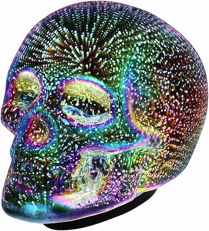 Tradeopia Led Skull Table Lamp, Requires 3 X AAA Batteries, Ideal for Room Decor Table Desk Decor Lamps, Lava lamp, Halloween - skull figurine