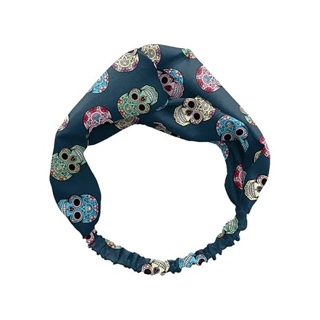 Spoontiques - Headband - Printed Fabric Hair Bands - Knotted Hair Band for Everyday Use - Sugar Skull - skull headband