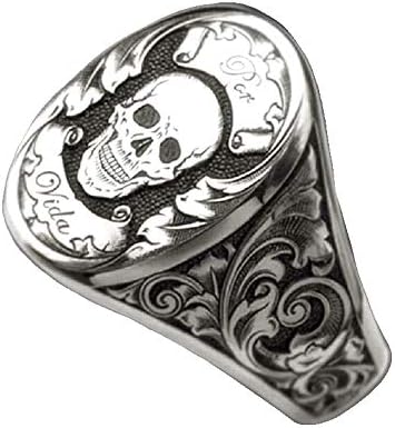 Skull Ring for Men, Norse Viking Skull Head Ring, Vint- Skull Totem Amulet Ring, Halloween Biker Ring, Hip Hop Ring, Punk Rock Skull Jewelry - Men - skull ring